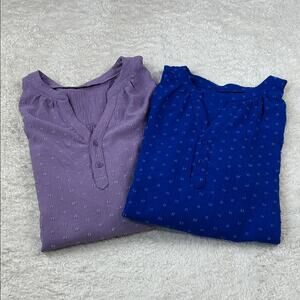 Lomon blue and purple nubbed peasant blouses - lot of 2, XXL